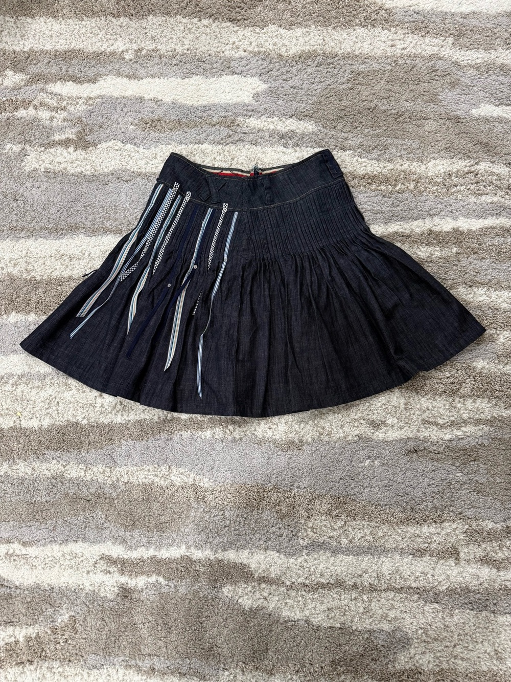 Oilily Dark Blue Circle Skirt with Fringe Detail